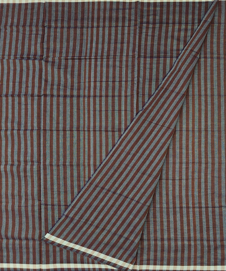 Brown stripe hand woven cotton sambalpuri lungi