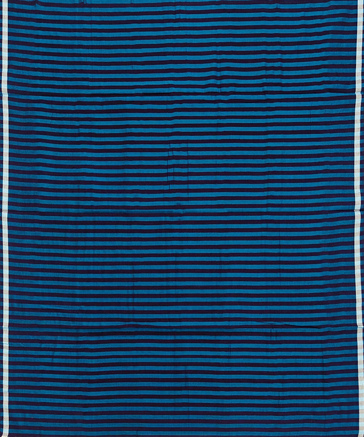 Cyan blue stripe handwoven cotton sambalpuri lungi