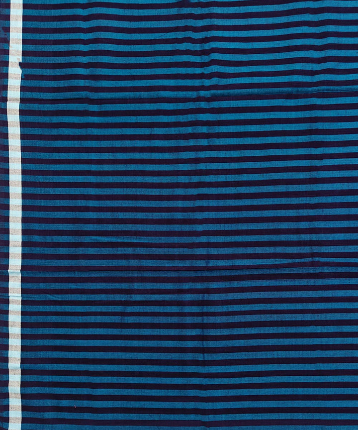 Cyan blue stripe handwoven cotton sambalpuri lungi