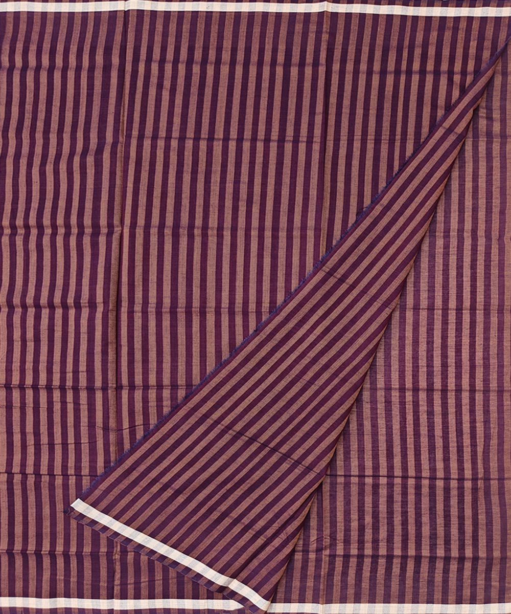 Maroon brown stripe handwoven cotton sambalpuri lungi