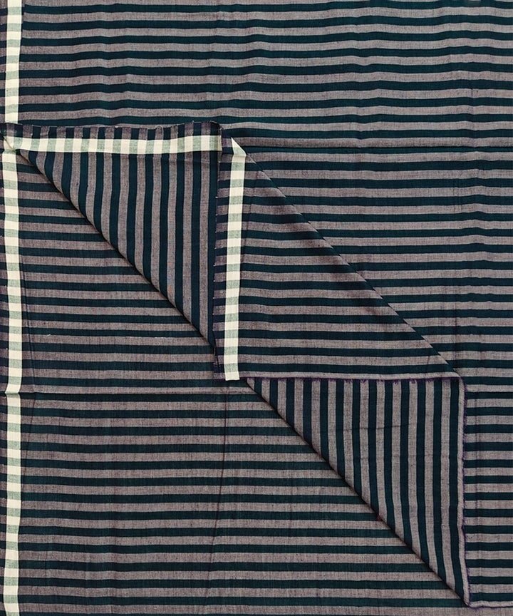 Grey green stripe handwoven cotton sambalpuri lungi
