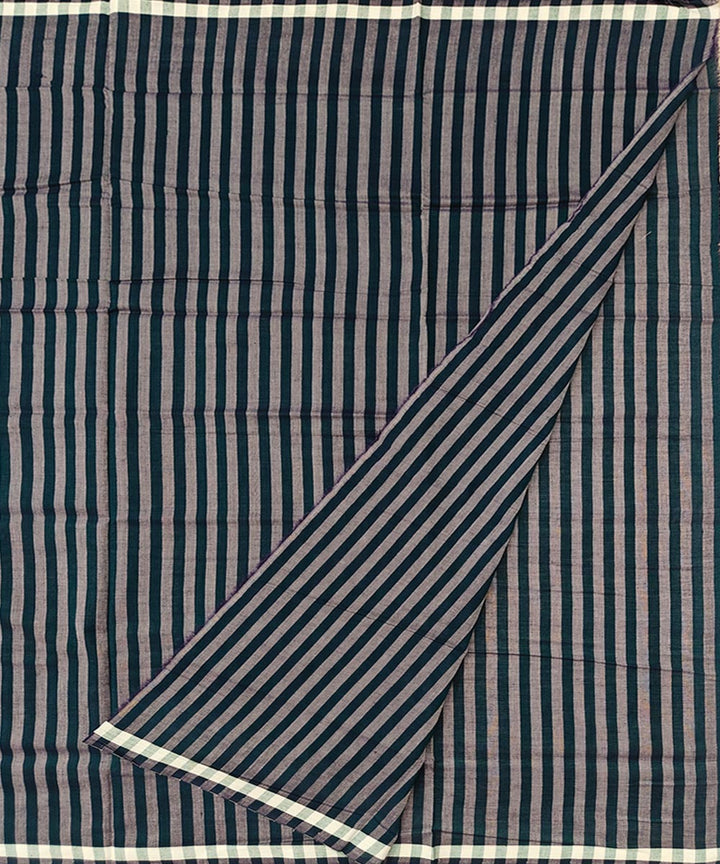 Grey green stripe handwoven cotton sambalpuri lungi