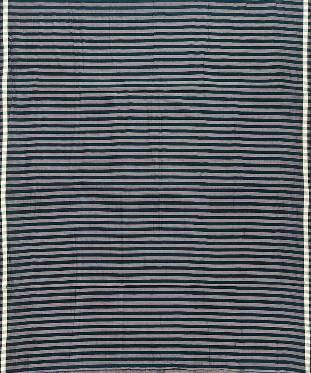 Grey green stripe handwoven cotton sambalpuri lungi