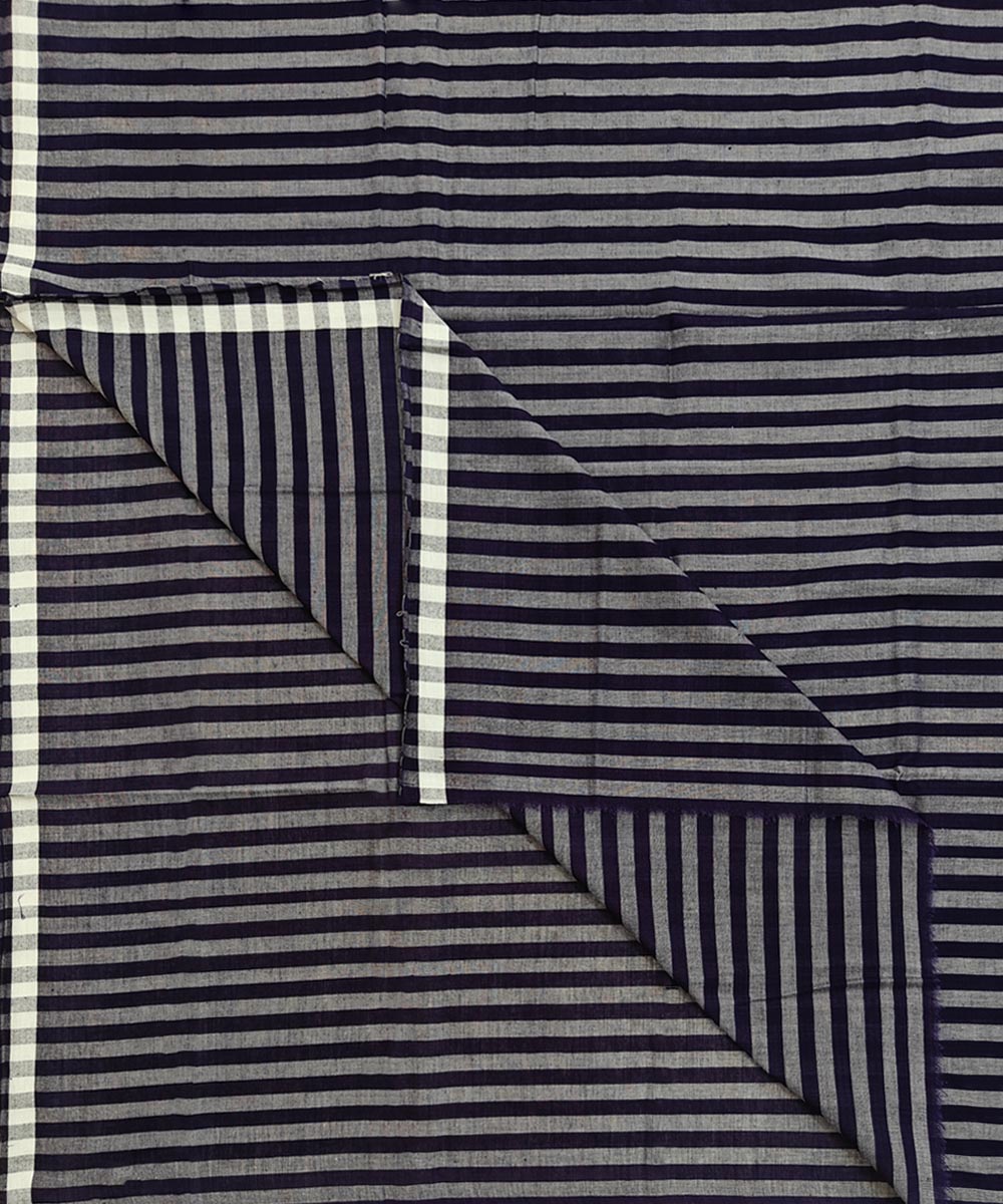 Grey blue stripe handwoven cotton sambalpuri lungi