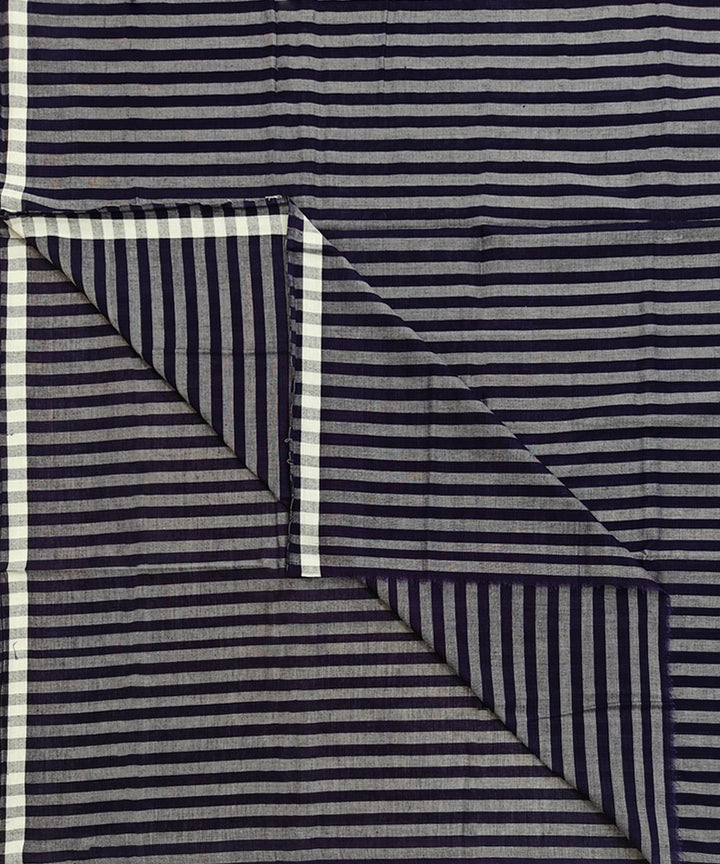 Grey blue stripe handwoven cotton sambalpuri lungi