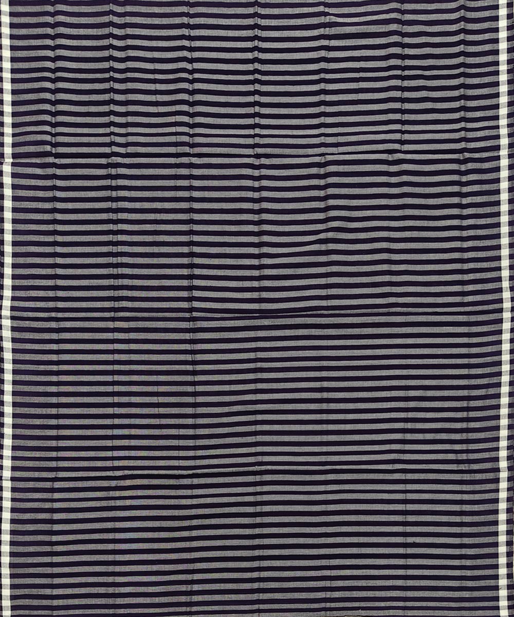 Grey blue stripe handwoven cotton sambalpuri lungi