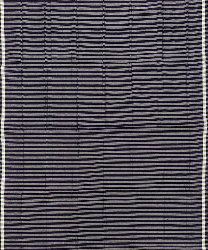 Grey blue stripe handwoven cotton sambalpuri lungi