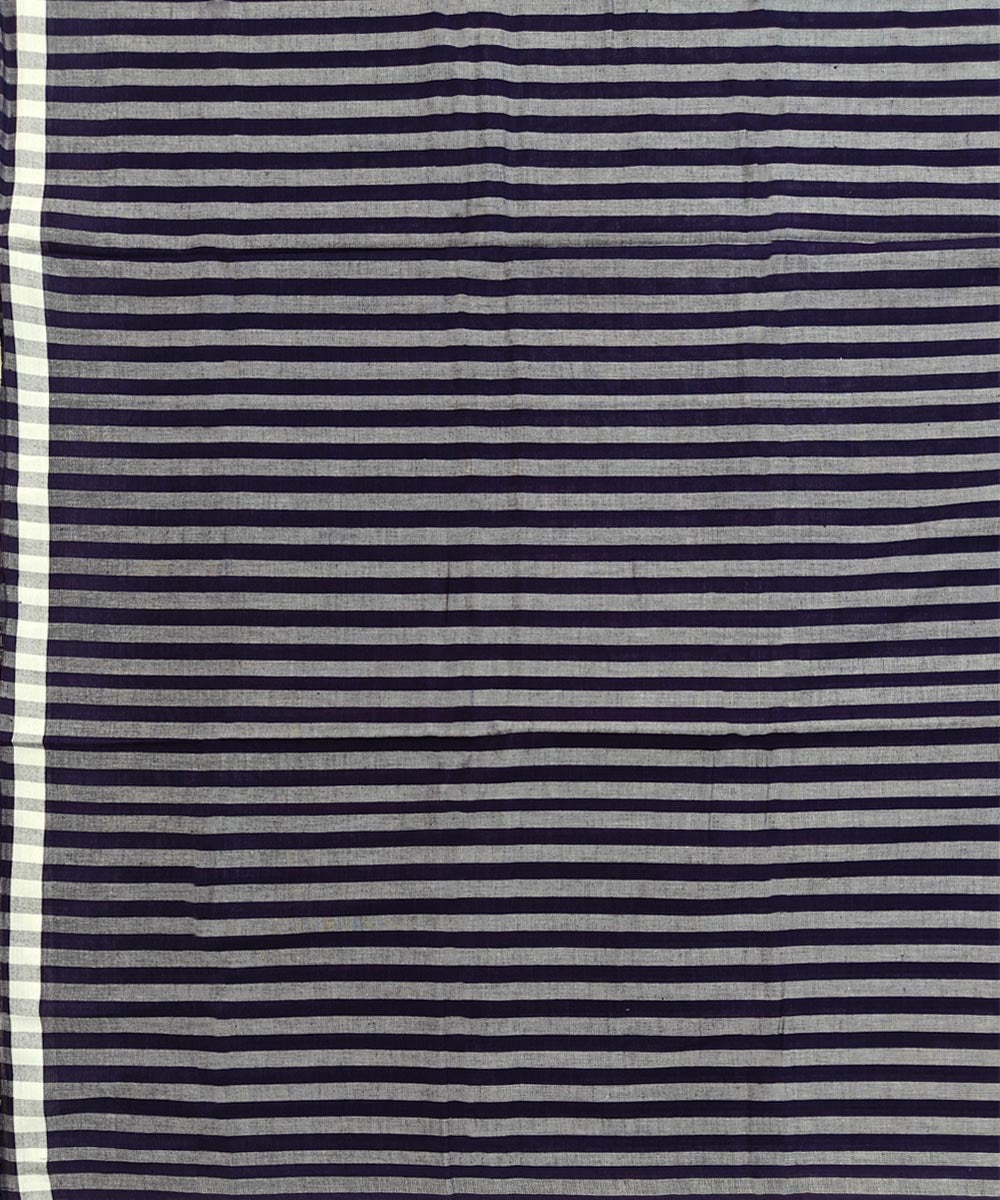 Grey blue stripe handwoven cotton sambalpuri lungi