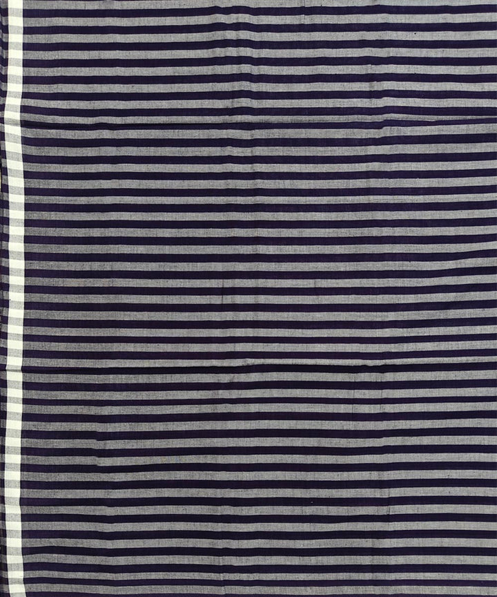 Grey blue stripe handwoven cotton sambalpuri lungi