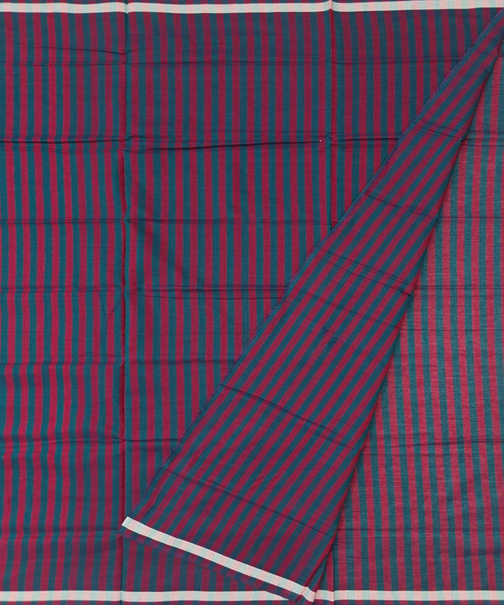 Maroon black stripe handwoven cotton sambalpuri lungi