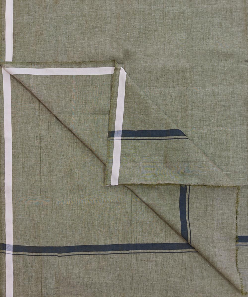 Plain olive handwoven cotton sambalpuri lungi