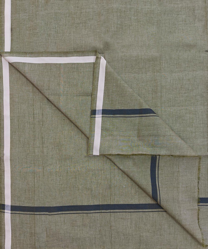 Plain olive handwoven cotton sambalpuri lungi