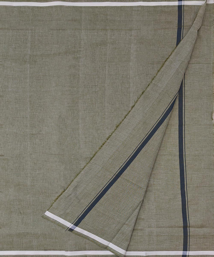 Plain olive handwoven cotton sambalpuri lungi