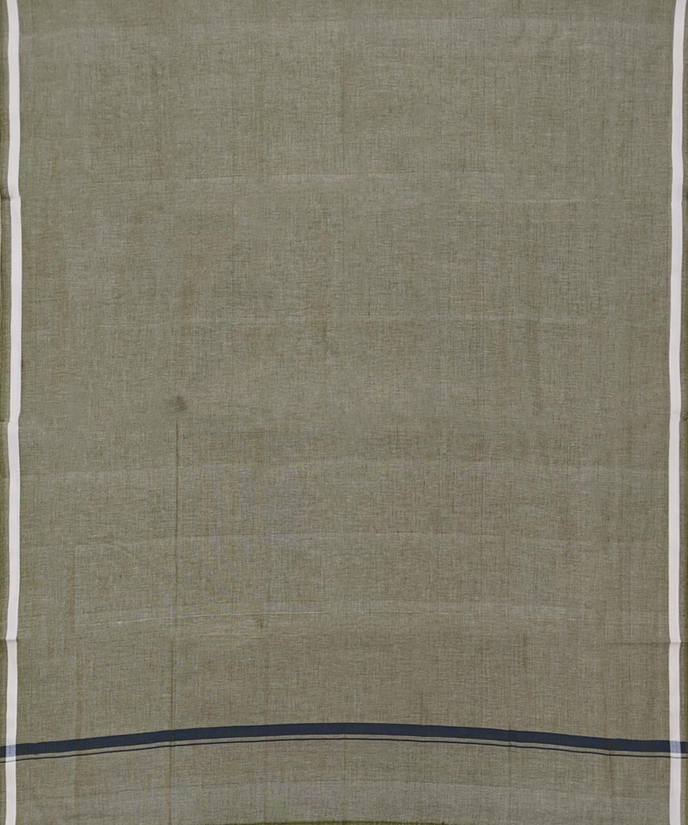 Plain olive handwoven cotton sambalpuri lungi
