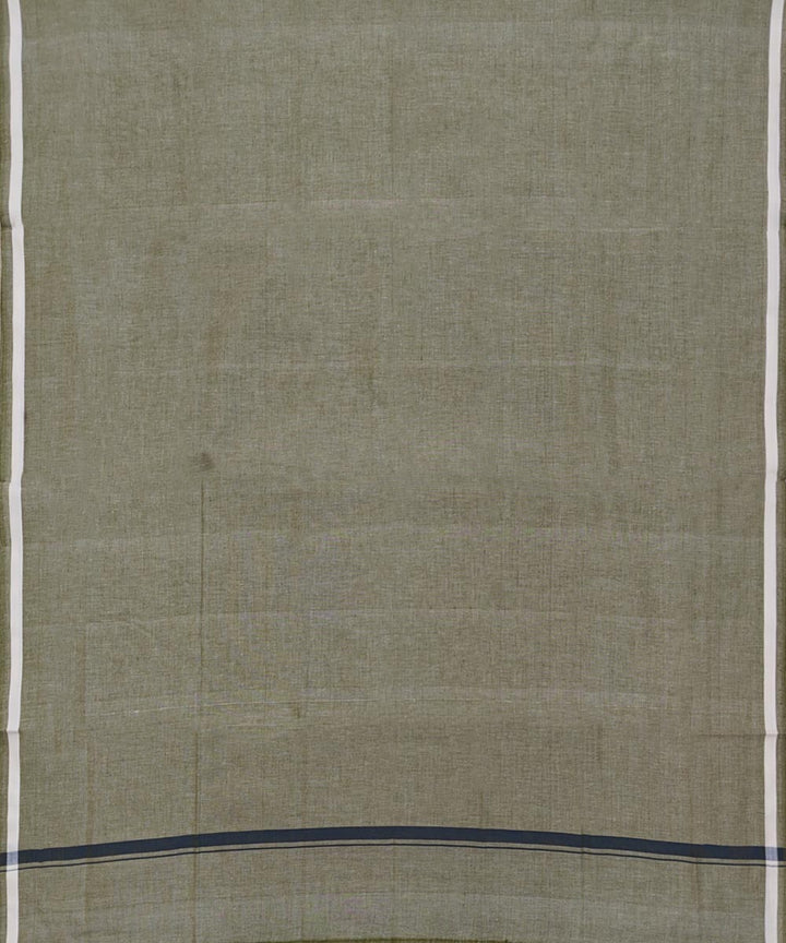 Plain olive handwoven cotton sambalpuri lungi
