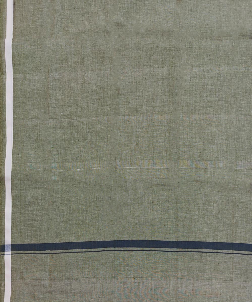 Plain olive handwoven cotton sambalpuri lungi