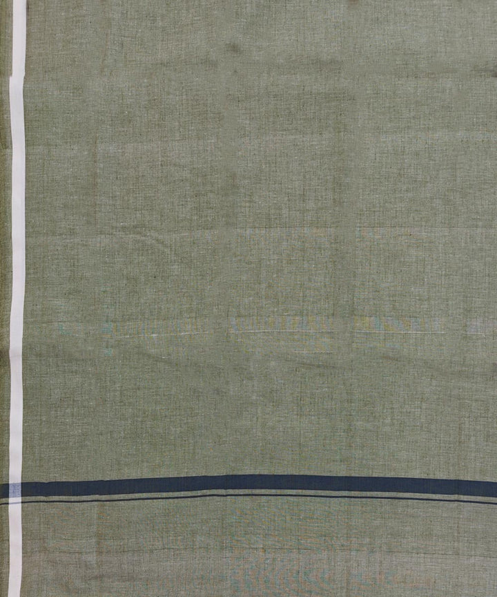 Plain olive handwoven cotton sambalpuri lungi