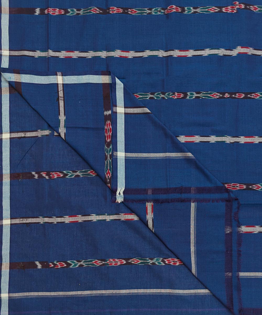 Striped blue handwoven cotton sambalpuri lungi