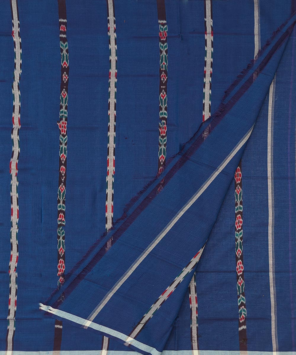 Striped blue handwoven cotton sambalpuri lungi