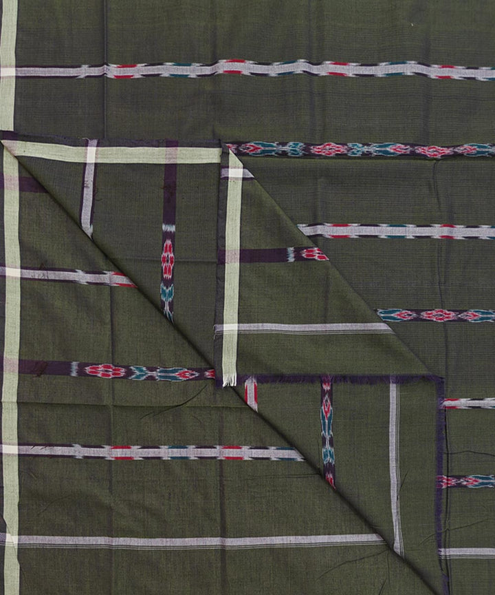Striped olive handwoven cotton sambalpuri lungi
