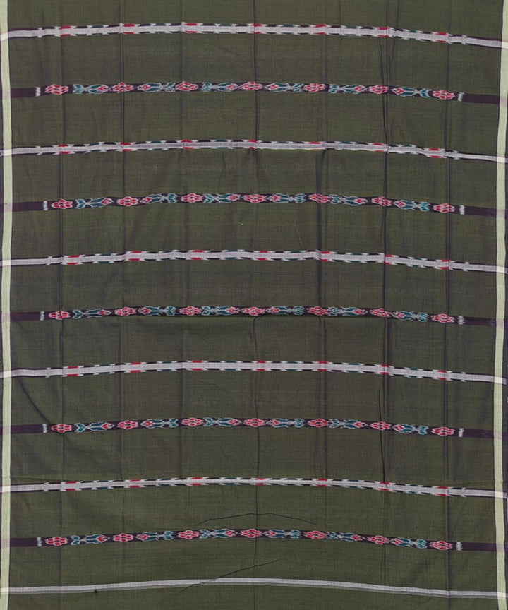 Striped olive handwoven cotton sambalpuri lungi