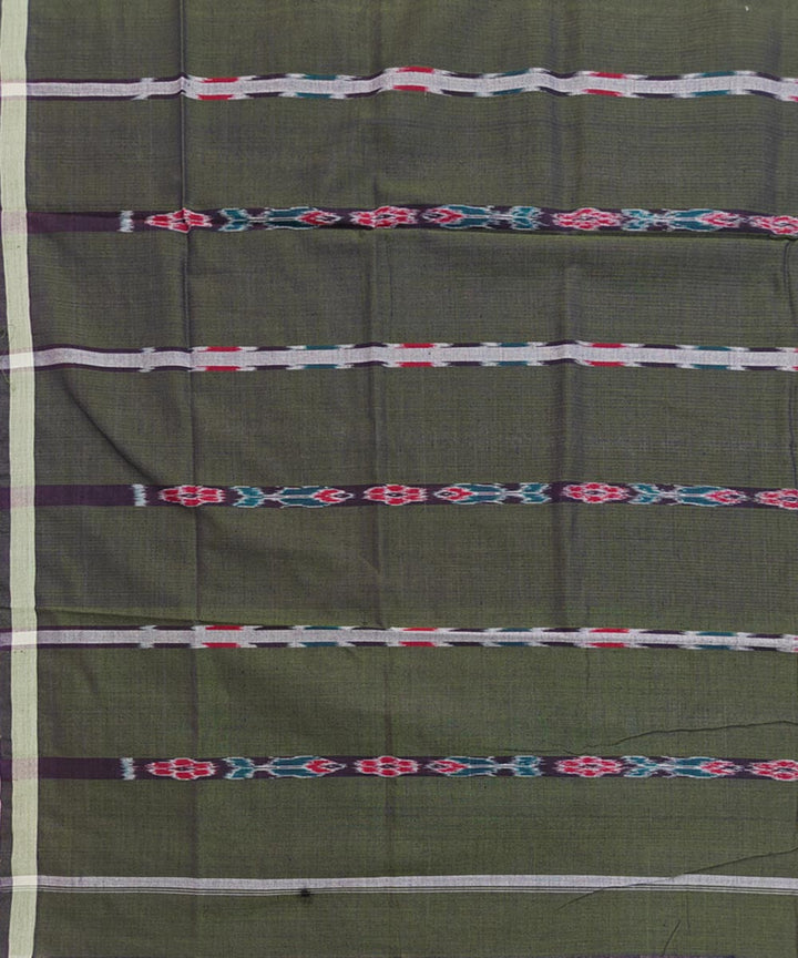 Striped olive handwoven cotton sambalpuri lungi