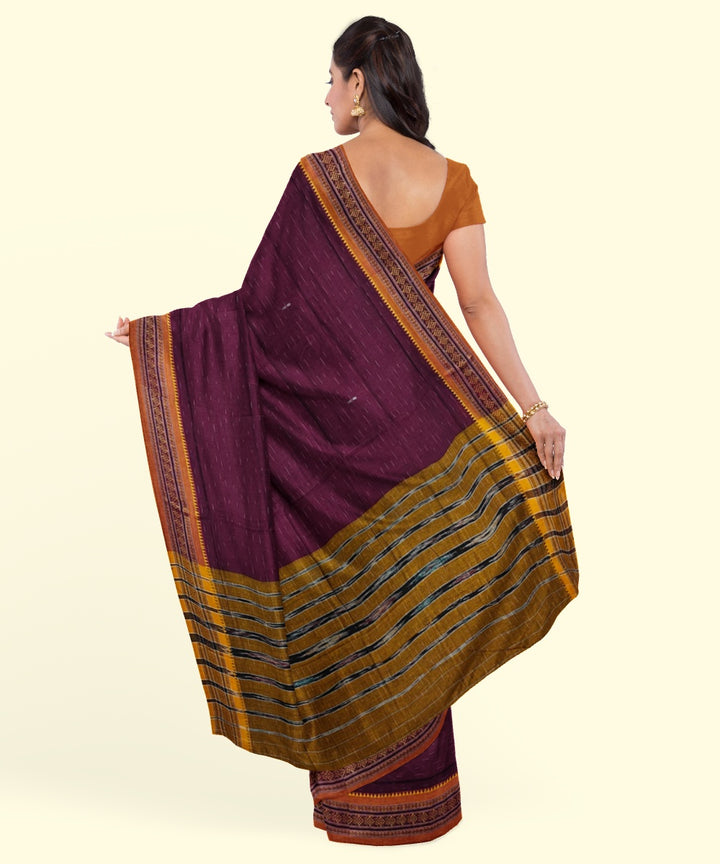 Purple mustard cotton handwoven nuapatna saree