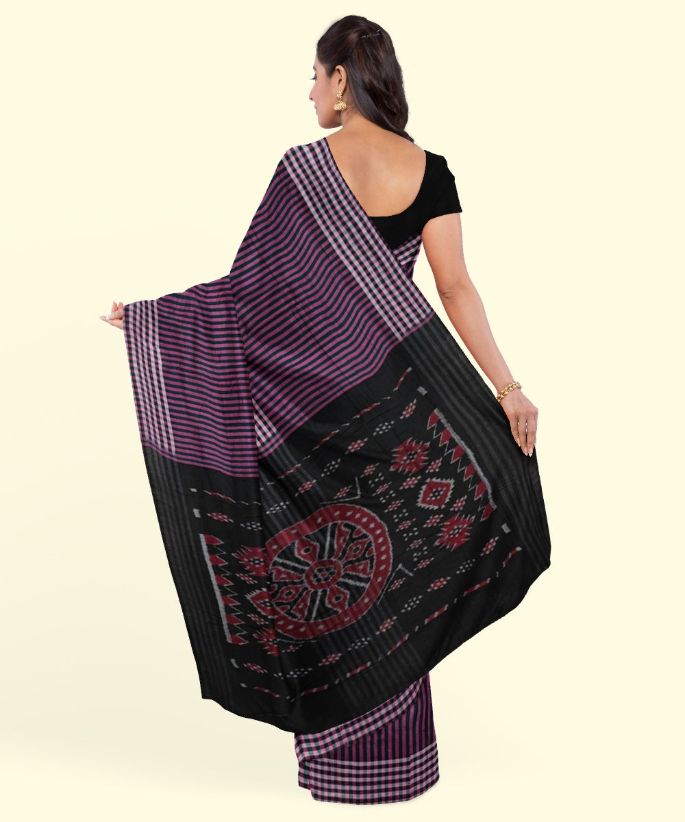 Purple black cotton handloom nuapatna saree
