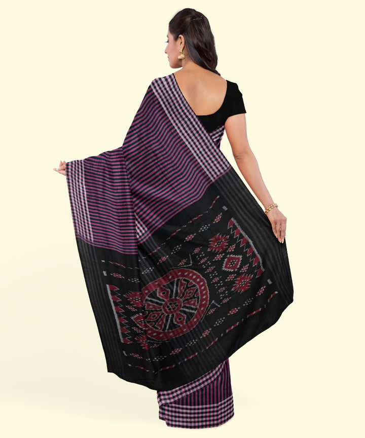 Purple black cotton handloom nuapatna saree