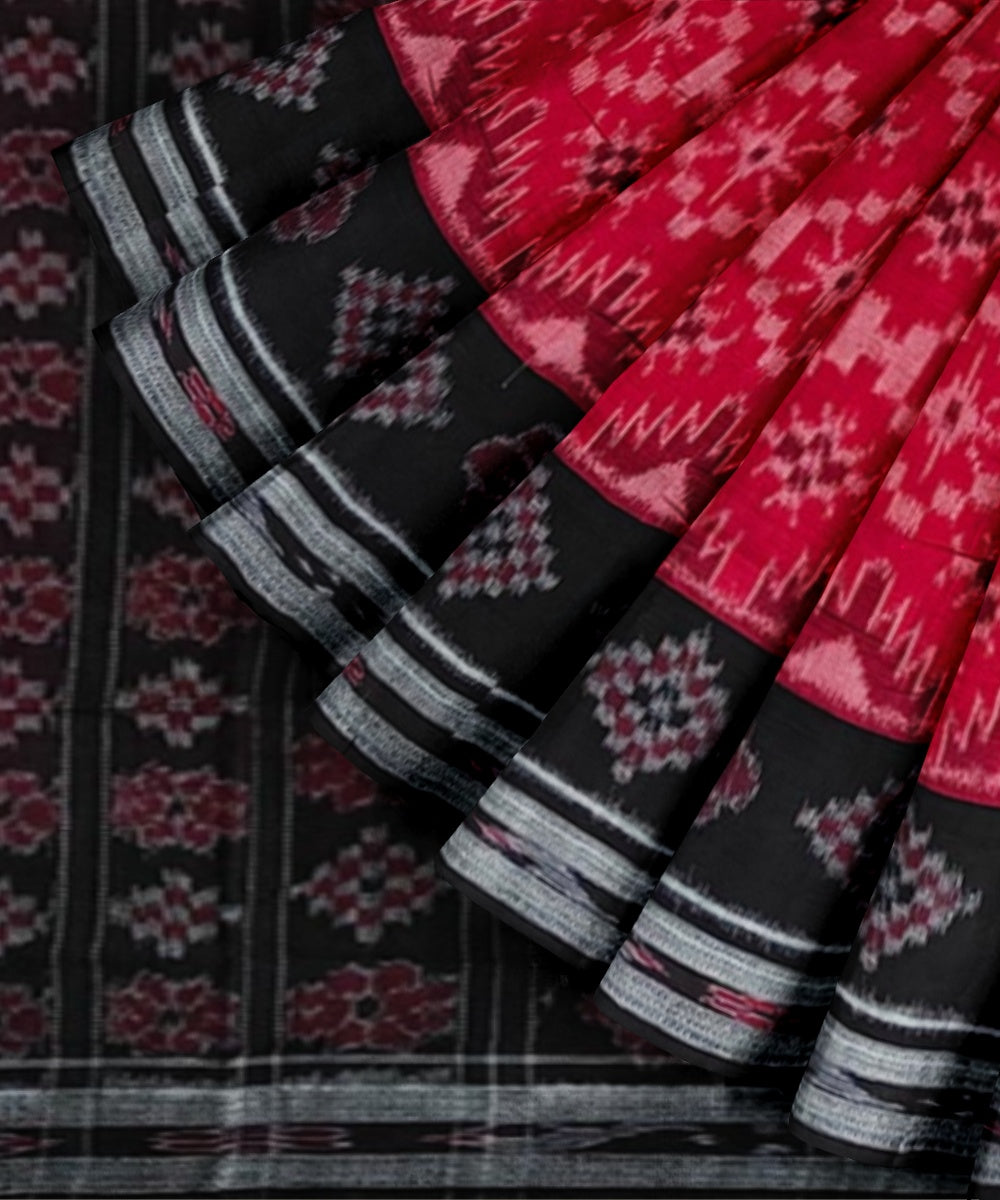 Red black cotton handwoven nuapatna saree