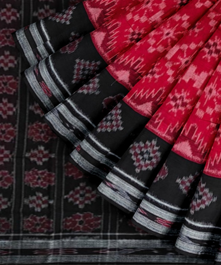 Red black cotton handwoven nuapatna saree