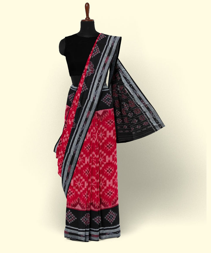 Red black cotton handwoven nuapatna saree