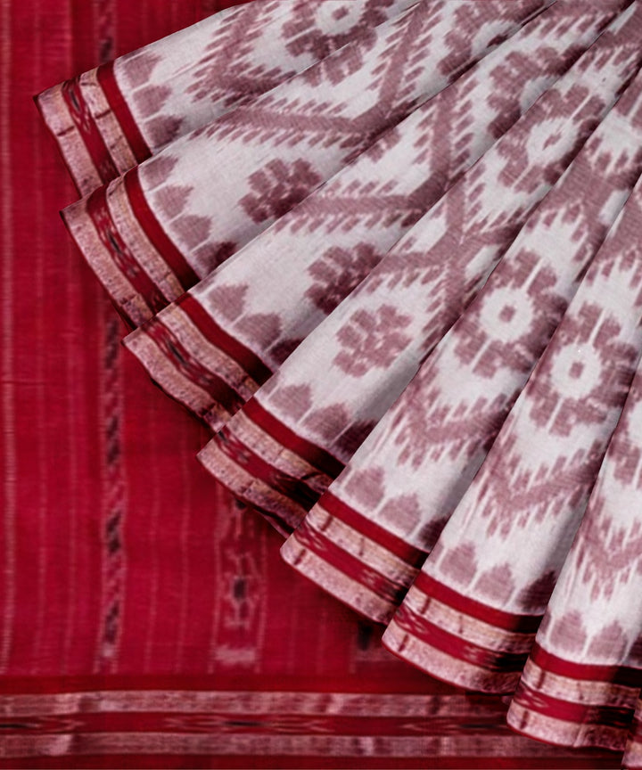 White red cotton hand woven nuapatna saree