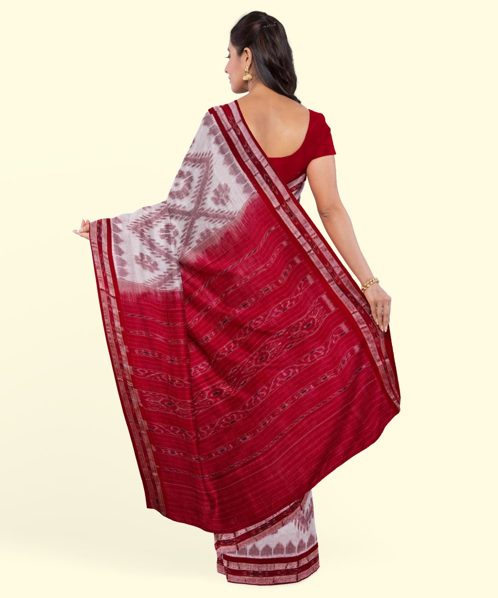 White red cotton hand woven nuapatna saree