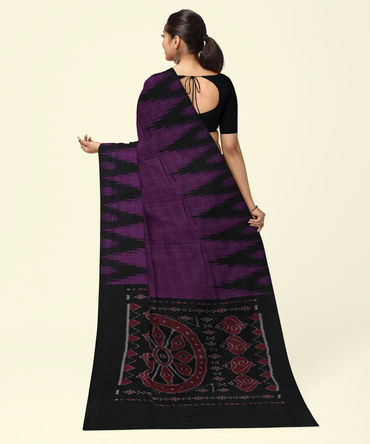 Purple black cotton handwoven nuapatna saree