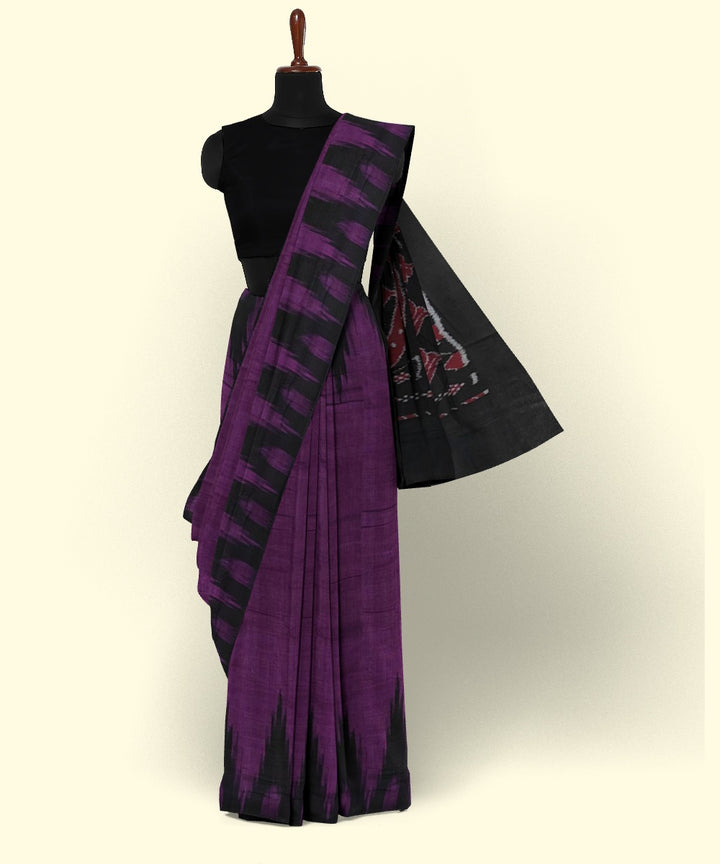 Purple black cotton handwoven nuapatna saree