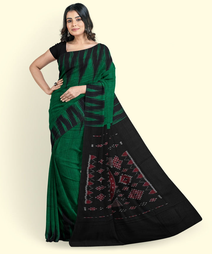 Dark green black cotton handwoven nuapatna saree