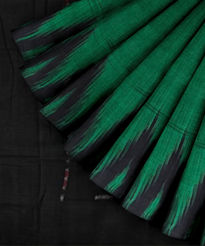 Dark green black cotton handwoven nuapatna saree