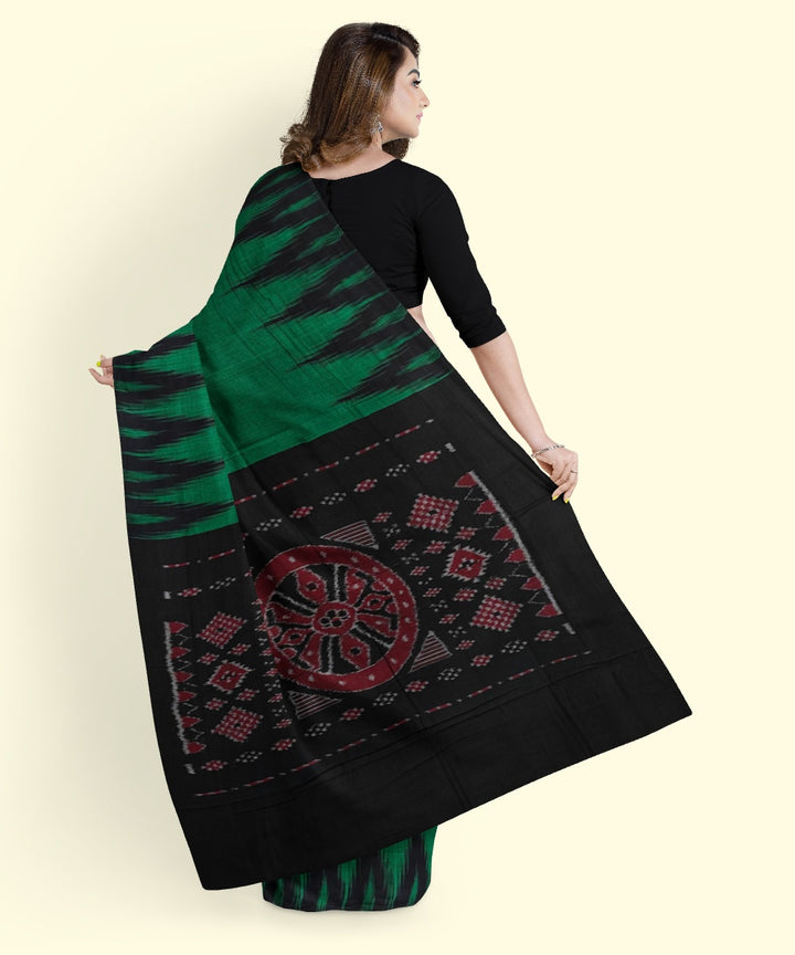 Dark green black cotton handwoven nuapatna saree