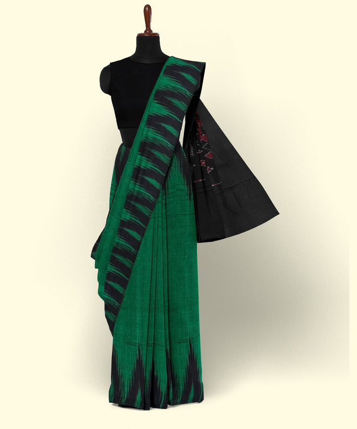 Dark green black cotton handwoven nuapatna saree