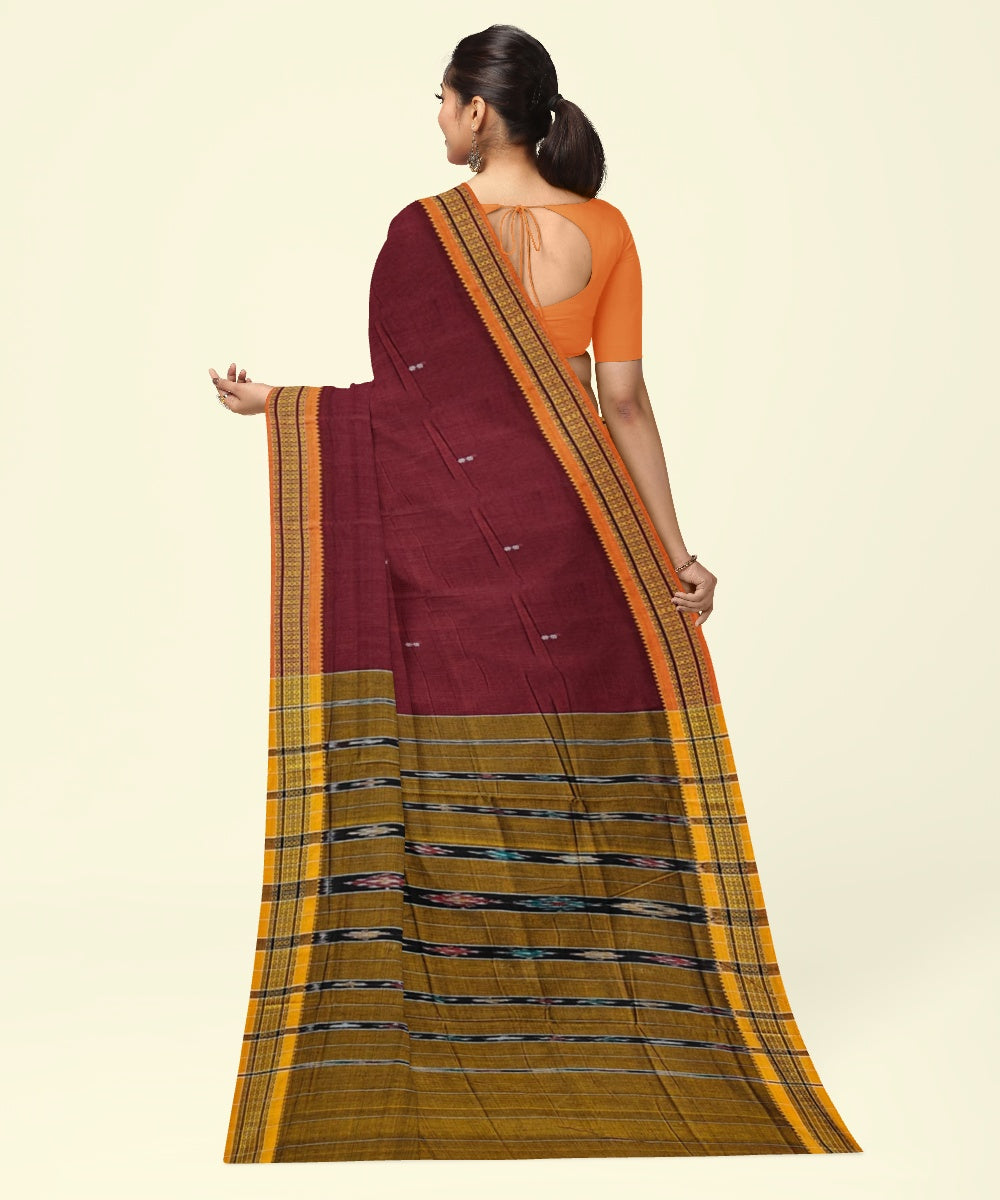 Purple muatard cotton handwoven nuapatna saree