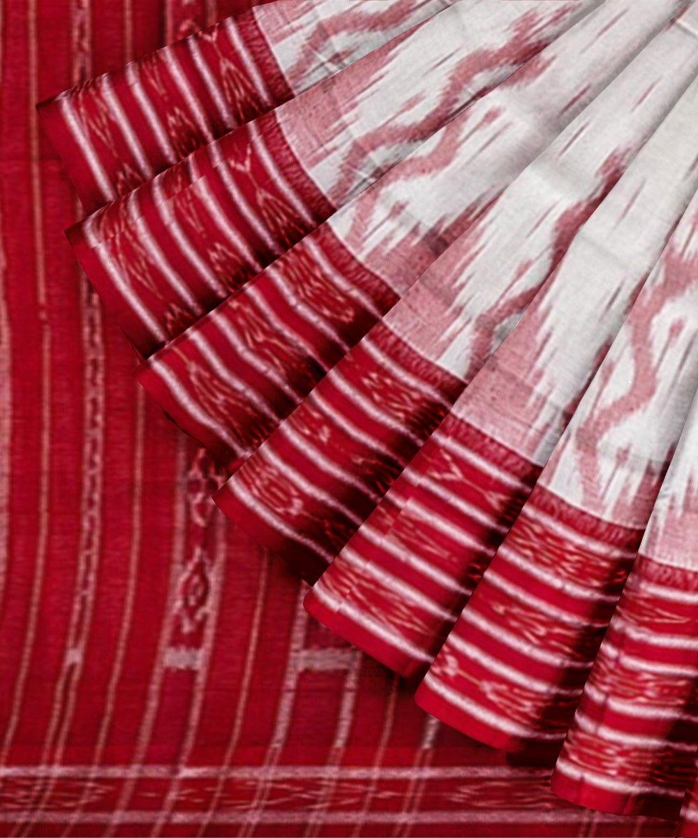 White red cotton handwoven nuapatna saree