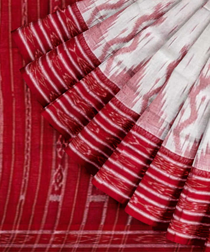 White red cotton handwoven nuapatna saree