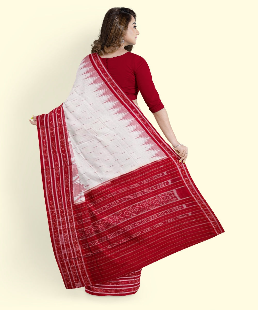 White red cotton handwoven nuapatna saree
