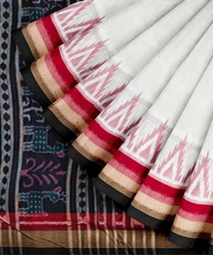White black cotton handwoven nuapatna saree