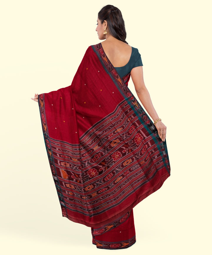 Red green cotton handwoven nuapatna saree