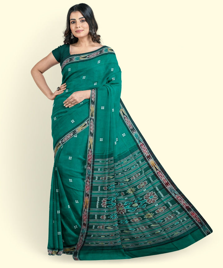Rama green black cotton handwoven nuapatna saree