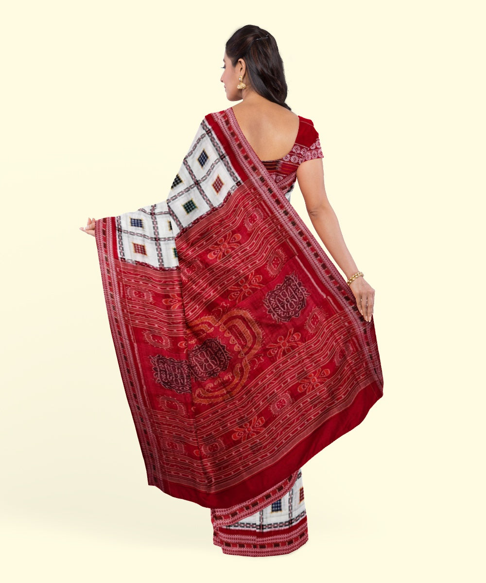 White red cotton handwoven sambalpuri saree