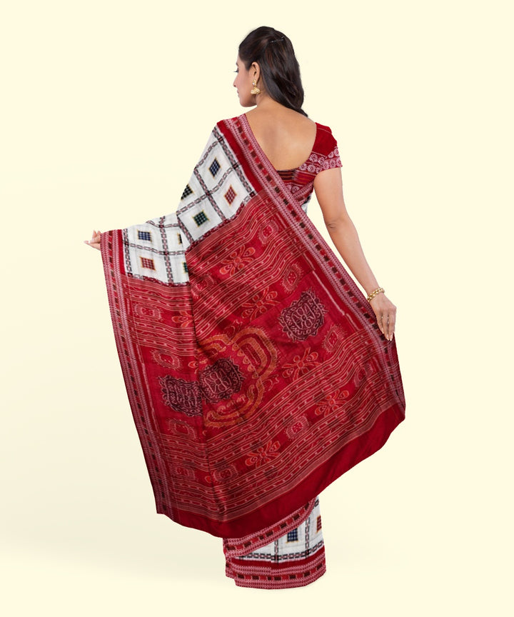 White red cotton handwoven sambalpuri saree