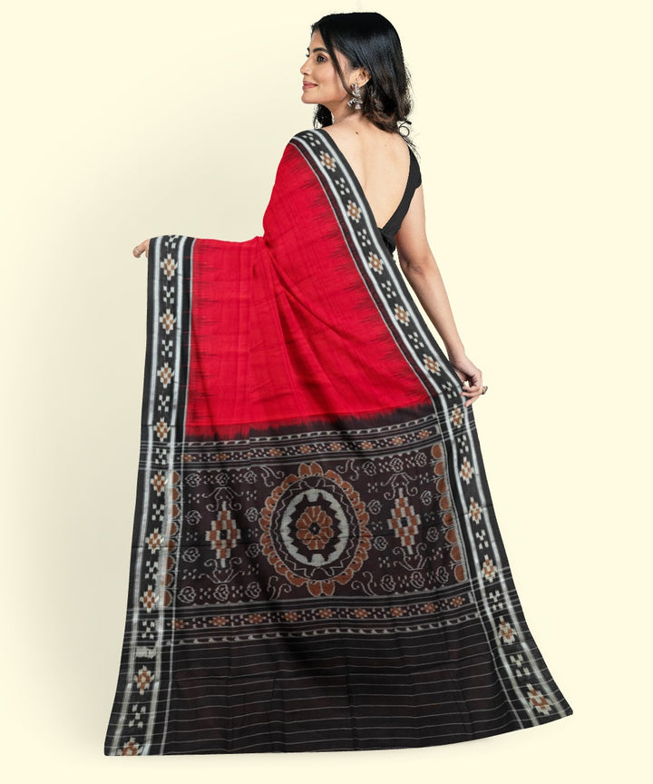 Maroon black handloom cotton nuapatna saree